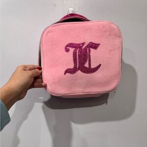 Pink Juicy Couture velvet travel makeup bag or cosmetic bag